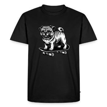 Pug Skater Classic Style Black White Tattoo - Men's Premium Organic T-Shirt - black - Front - Nico (187cm)