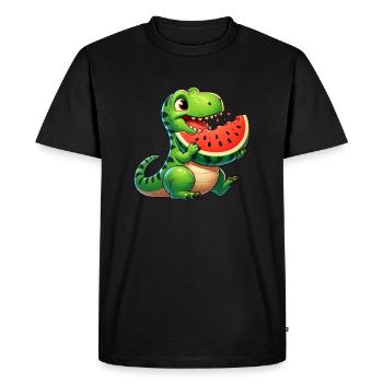 T-Rex avec Melon Sweet Watermelon Cartoon Été - T-shirt Premium bio Homme - noir - Devant - Nico (187cm)