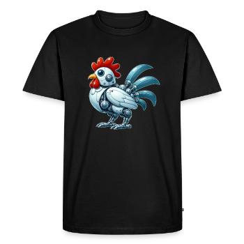 Poulet Robot Cyborg Coq Poule Mech - T-shirt Premium bio Homme - noir - Devant - Nico (187cm)