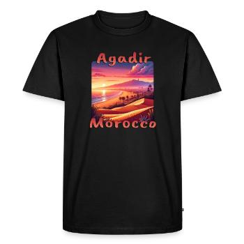 Agadir Maroc Désert Chameau Vacances Coucher de soleil - T-shirt Premium bio Homme - noir - Devant - Nico (187cm)