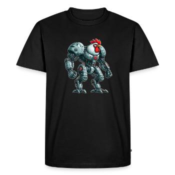 Poulet Coq Poule Cyborg Robot Mech - T-shirt Premium bio Homme - noir - Devant - Nico (187cm)