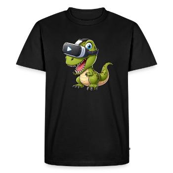 Funny Dino T-Rex Virtual Reality VR Fun - Men's Premium Organic T-Shirt - black - Front - Nico (187cm)
