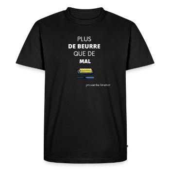 T shirt plus de beurre que de mal proverbe breton - T-shirt Premium bio Homme - noir - Devant - Nico (187cm)