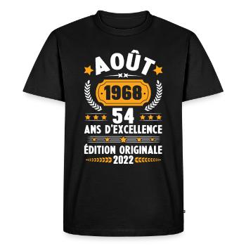 Cadeau D'anniversaire Rétro 54 Ans Août 1968 - T-shirt Premium bio Homme - noir - Devant - Nico (187cm)