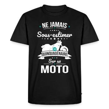 Sous-estimer un quinquagénaire sur sa moto - T-shirt Premium bio Homme - noir - Devant - Nico (187cm)