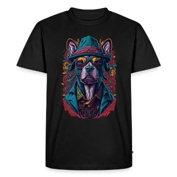 Gangster Dog with Sunglasses Illustration - T-shirt Premium bio Homme - noir - Devant - Nico (187cm)