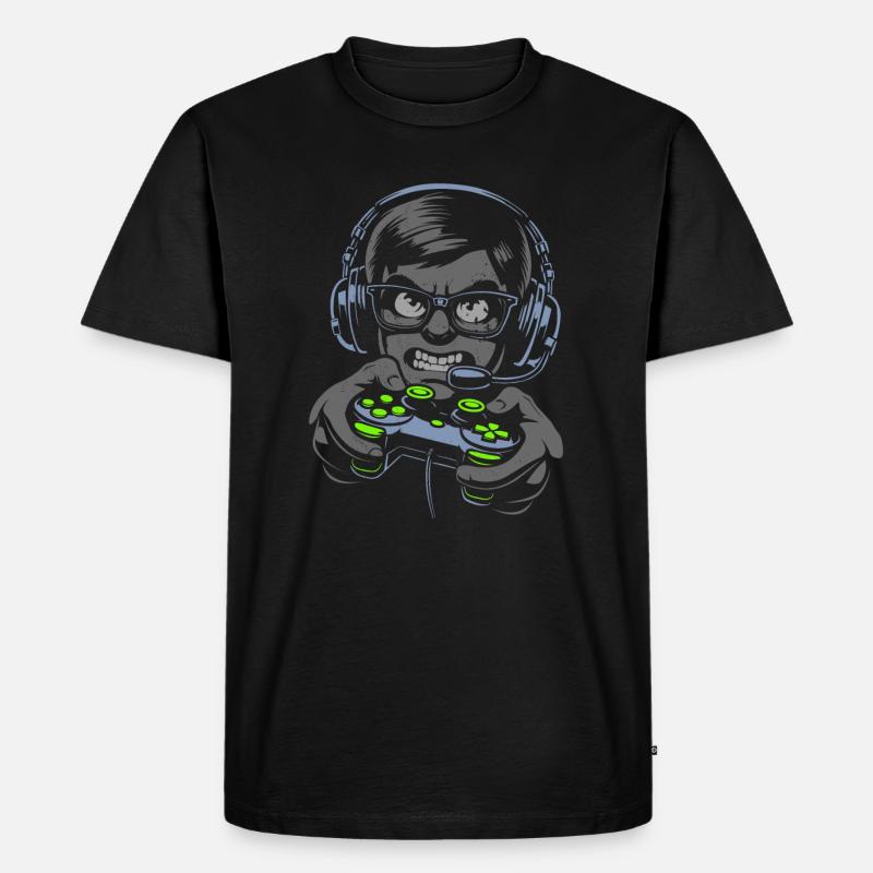 Gaming Gamer Nerd Controller Illustration - Männer Premium Bio T-Shirt - Schwarz
