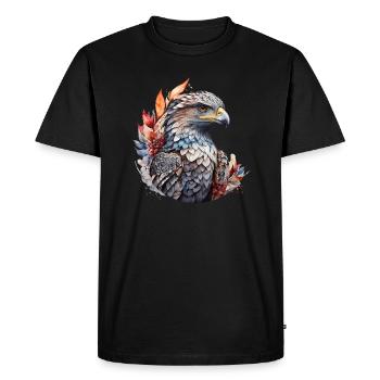 Aigle majestueux à l’élégance florale - T-shirt Premium bio Homme - noir - Devant - Nico (187cm)