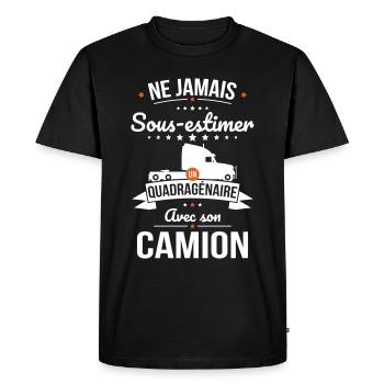 Sous-estimer un quadragénaire avec son camion - T-shirt Premium bio Homme - noir - Devant - Nico (187cm)