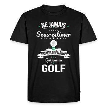 Sous-estimer un quadragénaire qui joue au golf - T-shirt Premium bio Homme - noir - Devant - Nico (187cm)