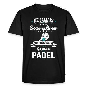 Sous-estimer un quadragénaire qui joue au padel - T-shirt Premium bio Homme - noir - Devant - Nico (187cm)