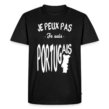 Je peux pas je suis Portugais - T-shirt Premium bio Homme - noir - Devant - Nico (187cm)