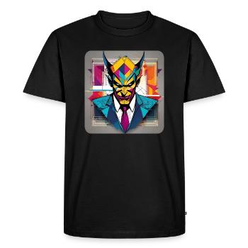 Colorful devil with suit and tie in retro style - Men's Premium Organic T-Shirt - black - Front - Nico (187cm)
