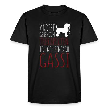 Dog Gassi Therapist - Men's Premium Organic T-Shirt - black - Front - Nico (187cm)