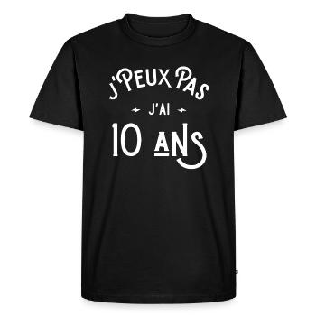 je peux pas j'ai 10 ans cadeau humour anniversaire - T-shirt Premium bio Homme - noir - Devant - Nico (187cm)