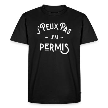 je peux pas j'ai permis idée cadeau humour - T-shirt Premium bio Homme - noir - Devant - Nico (187cm)