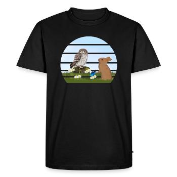 Owl Bird Rabbit Easter Spring Easter - Men's Premium Organic T-Shirt - black - Front - Nico (187cm)