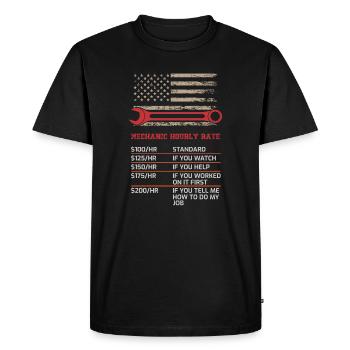 Mécanicien Taux horaire Drôle Mécanicien Drapeau américain - T-shirt Premium bio Homme - noir - Devant - Nico (187cm)