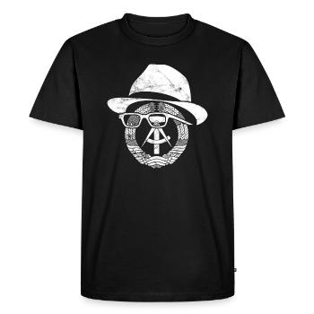 Honecker GDR Coat of Arms, East, Ossi Gift - Men's Premium Organic T-Shirt - black - Front - Nico (187cm)