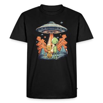 Chat Ovni Meme Drôle Surpris Effrayé Chat Selfie - T-shirt Premium bio Homme - noir - Devant - Nico (187cm)