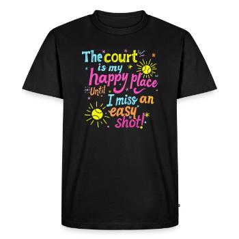 Tennis T-Shirt Hoodie Happy Place - Men's Premium Organic T-Shirt - black - Front - Nico (187cm)