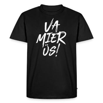VA MIER ÜS! - Männer Premium Bio T-Shirt - Schwarz - Vorne - Nico (187cm)