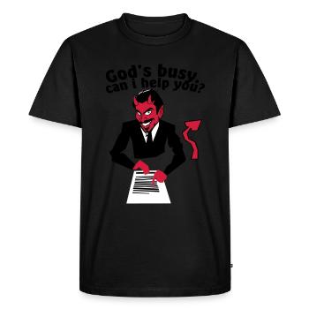 God's busy. Can i help? - T-shirt Premium bio Homme - noir - Devant - Nico (187cm)