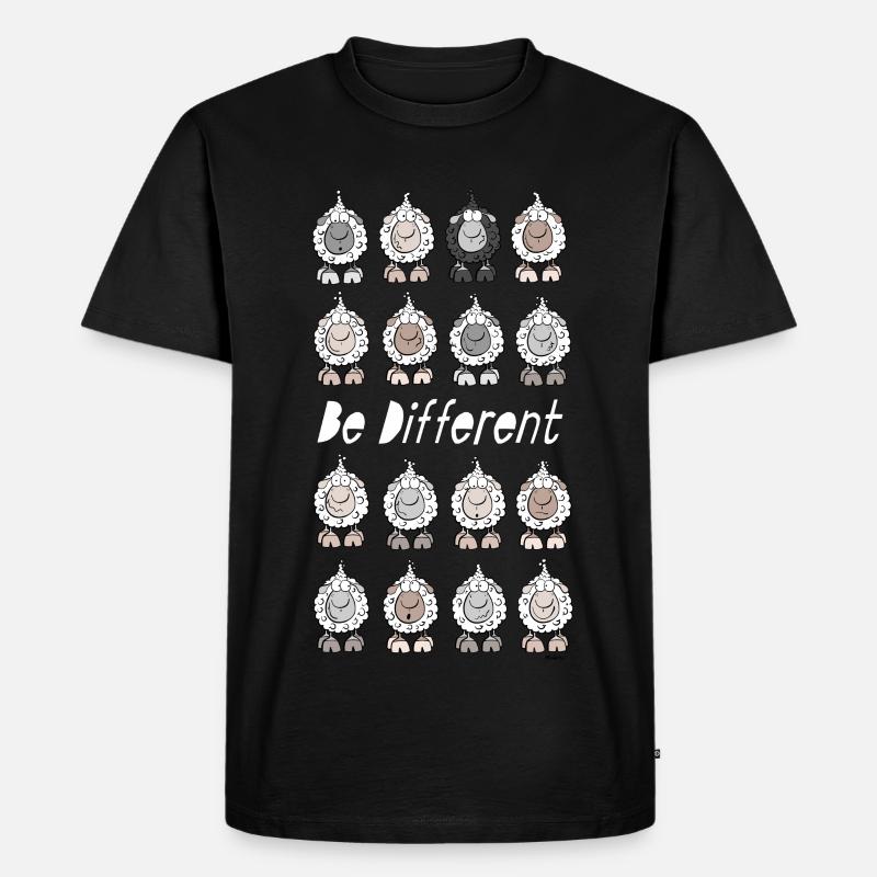Be Different Schafe - Männer Premium Bio T-Shirt - Schwarz