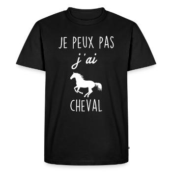 Je Peux Pas j'ai Cheval - T-shirt Premium bio Homme - noir - Devant - Nico (187cm)