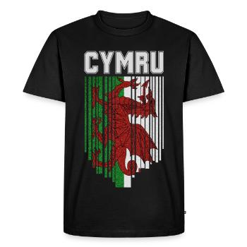 Flag of Wales, Welsh pride - Men's Premium Organic T-Shirt - black - Front - Nico (187cm)