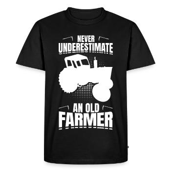 Never underestimate an old farmer - Men's Premium Organic T-Shirt - black - Front - Nico (187cm)