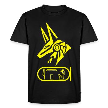 Dieu égyptien Anubis (jaune) - T-shirt Premium bio Homme - noir - Devant - Nico (187cm)