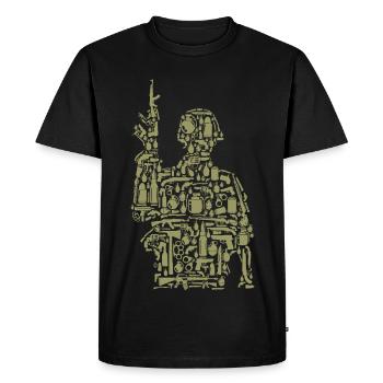 Silhouette de soldat en équipement militaire - T-shirt Premium bio Homme - noir - Devant - Nico (187cm)