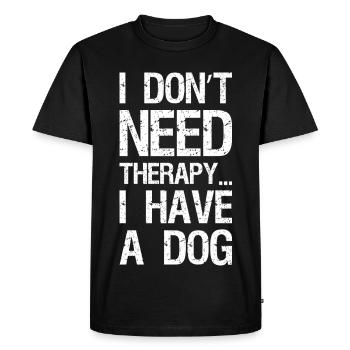 Je n’ai pas besoin de thérapie J’ai un chien - T-shirt Premium bio Homme - noir - Devant - Nico (187cm)