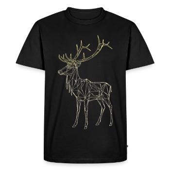 Cerf polygonal - Hiver géométrique - T-shirt Premium bio Homme - noir - Devant - Nico (187cm)