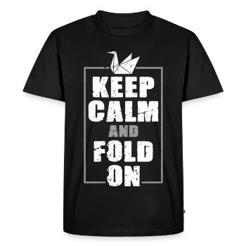 Origami Keep Calm And Fold On - Men's Premium Organic T-Shirt - black - Front - Nico (187cm)