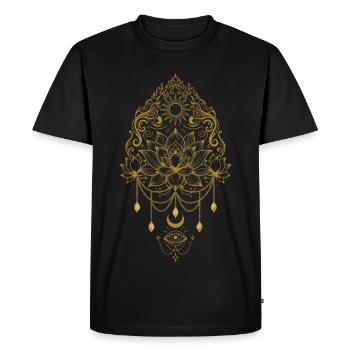 Spiritualité Fleur de Lotus Symbole de Géométrie Sacrée - T-shirt Premium bio Homme - noir - Devant - Nico (187cm)