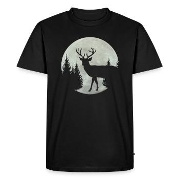 Forêt de cerfs lunaires - T-shirt Premium bio Homme - noir - Devant - Nico (187cm)