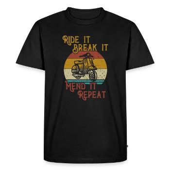 Ride it Break it Mend it Repeat / Moped - Men's Premium Organic T-Shirt - black - Front - Nico (187cm)