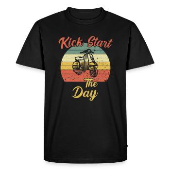 Kick Start the Day / Cyclomoteur - T-shirt Premium bio Homme - noir - Devant - Nico (187cm)