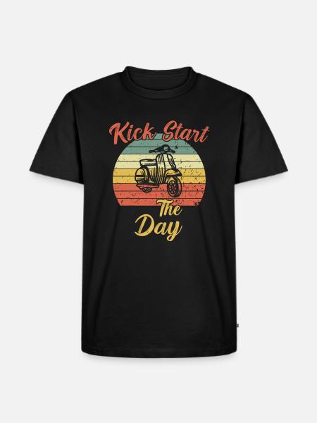 Kick Start the Day / Moped - Männer Premium Bio T-Shirt - Schwarz