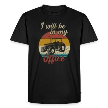 Je veux être dans mon bureau / Traktor - T-shirt Premium bio Homme - noir - Devant - Nico (187cm)