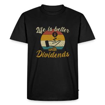 La vie est meilleure avec les dividendes / actions - T-shirt Premium bio Homme - noir - Devant - Nico (187cm)