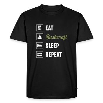 Manger Bushcraft Sommeil Répéter / Bushcraft - T-shirt Premium bio Homme - noir - Devant - Nico (187cm)