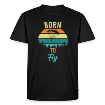 Né pour voler / Fallschirmspringen - T-shirt Premium bio Homme - noir - Devant - Nico (187cm)