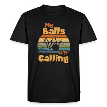 Mes balles appellent / Bowling - T-shirt Premium bio Homme - noir - Devant - Nico (187cm)