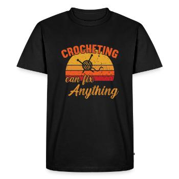 Le crochet peut réparer n’importe quoi / Crochet - T-shirt Premium bio Homme - noir - Devant - Nico (187cm)