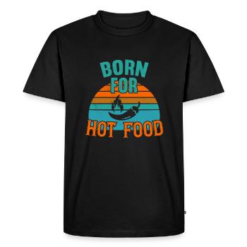 Né pour Hot Food / Scharfes Essen - T-shirt Premium bio Homme - noir - Devant - Nico (187cm)