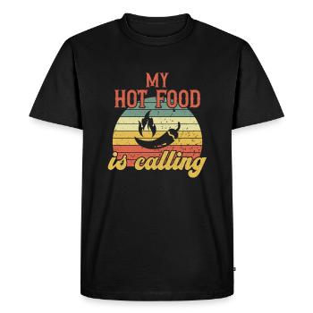 My Hot Food appelle / Scharfes Essen - T-shirt Premium bio Homme - noir - Devant - Nico (187cm)