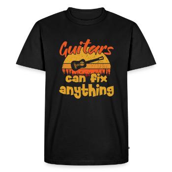 Les guitares peuvent réparer n’importe quoi / Guitare - T-shirt Premium bio Homme - noir - Devant - Nico (187cm)